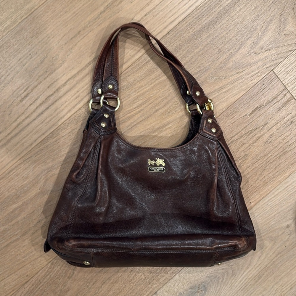 COACH Madison Maggie Mahogany Brown Leather Satchel Shoulder Bag